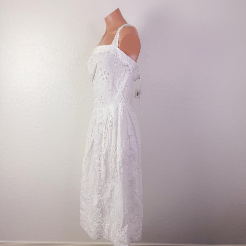 Free People Primavera Eyelet Midi Dress White Country Cottagecore Prairie L NWT - Picture 5 of 12